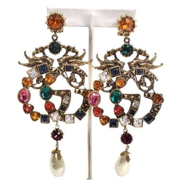 Gold and Pink Chandelier Earrings with Intricate Design - Picture 7 of 7